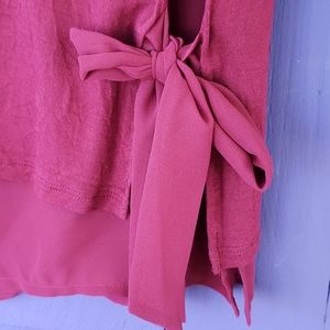 Lauren Conrad maroon top chiffon lined w side ties